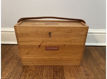 Well Constructed Wooden Box With Leather Handle From Starrett, Athol, MA