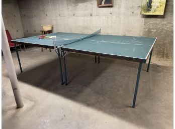 Vintage Ping Pong Table With Paddles