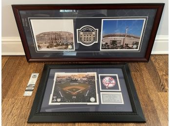 Two Commemorative Yankee Stadium 'The Last Season' Framed Photos With Ticket Stub