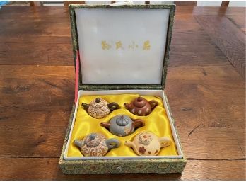 Chinese Boxed Set Of Miniature Clay Teapots