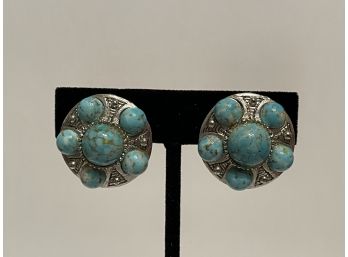 Southwestern Stylized Turquoise Stone Earrings