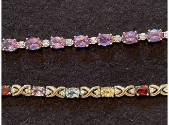 14K Amethyst Bracelet & Sterling Semi Precious Stone Bracelet
