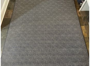 Blue & Cream Geometric Design Bound 6' X 8' Berber Carpet