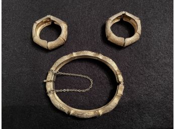 Napier Bamboo Stylized Earrings & Bangle