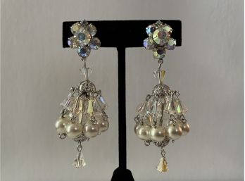 Rhinestone & Iridescent Crystal Chandelier Earrings