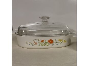 Vintage Corningware Wildflower A-10-B 2.5L Casserole Dish With Pyrex Lid