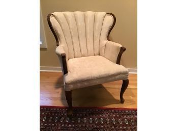 Antique Cream Damask Channel Back Chair