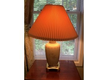 Ceramic Floral Table Lamp With Pleated Shade (2 Of 2)