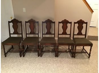 Set Of 5 Vintage Mahogany Dining Chairs
