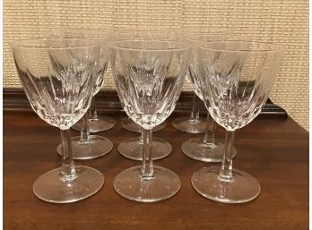 Set Of 9 Cut Glass Wine Glasses