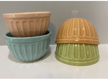 Starbucks 2006 Ribbed Pastels Colors Ice Cream Bowls, Complete Set Of 4.