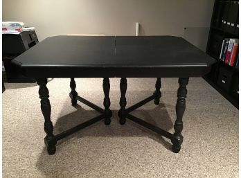 Antique Jacobean Dining Table, Painted Black 54 X 40
