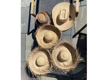Six Straw Hats, Vintage Unmarked. All In Good Vintage Condition.