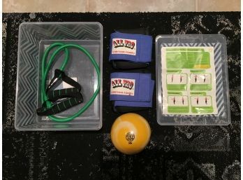 Exercise Lot- Resistance Band, Toning Ball, Ankle Weights