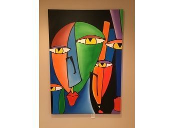 Oversized Colorful Abstract Painting On Canvas, Local Artist, Unsigned 49.5 X 72 (2 Of 2)