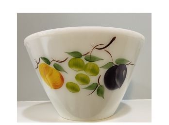 FireKing 9' Splash-proof Mixing Bowl, Hand Decorated Fruit Pattern By Gay Fad Studios