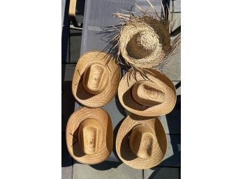 Six Straw Hats Marked Mexico., Vintage