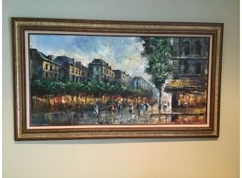 Framed Painting, Street Scene, Signed E Mayo