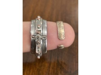 Religious Prayer Ring With A Rotating Crucifix Outer Ring & Comes With A Second Ring