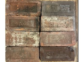 Lot Of Eight Antique Bricks With Raised Dates - 1929 & 1939 Still Intact!
