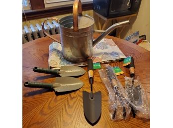Brand New Gardening Tools- 4 Trowels, Watering Can, 1 Cultivator