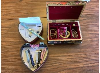 Lot Of Kids Jewelry, Rings And A Watch With Assortment Of Bands