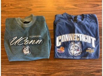 Lot Of 2 Pre-owned UCONN HUSKIES Shirts. 1 Long Sleeve And 1 Short Sleeve. Size 3X To 4X.