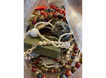 Zip Lock Bag Filled With Costume Jewelry Pot Luck