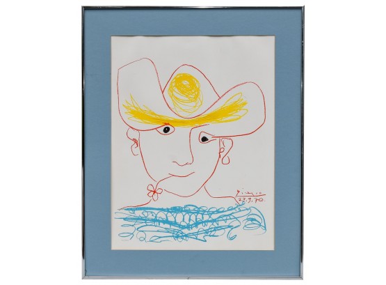Signed Picasso 'The Man In The Yellow Hat' Numbered Lithograph
