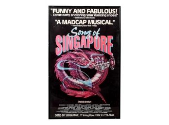 'Song Of Singapore' Framed Musical Theater Broadway Window Card Poster