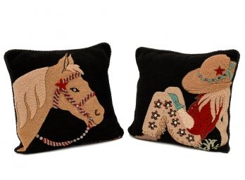 Pair Of Signed Judi Boisson American Home Collection Hand Hooked Throw Pillows