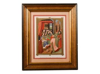 Antique Framed Print 'The Court Of Mary Of Anjou, Wife Of Charles VII'