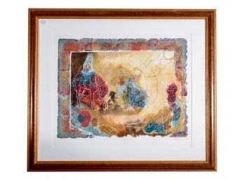 Signed Roy Tonkin Framed Multi-colored 'Solstice II' Carborundum Etching On Paper