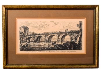The Bridge At Rimini Built By The Emperors Augustus And Tiberius Framed Etching Print