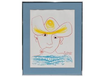 Signed Picasso 'The Man In The Yellow Hat' Numbered Lithograph