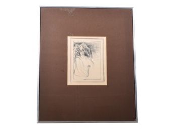Framed Ink And Pencil Drawing Titled 'Weary' Rendition From J.M. Whistler