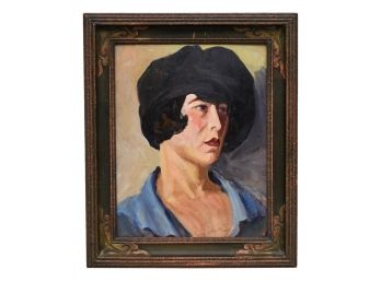 Signed N Stewart(?) Oil On Board Portrait Of A Woman