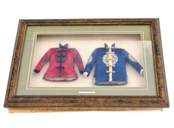 Framed Vintage Chinese Miniature Tang Jackets From Shanghai China