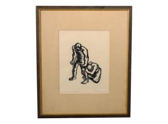 Signed Robin Brant Woodblock Print Titled 'Paradise Lost - Book Ten'