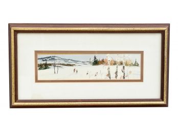Unsigned Watercolor Of A Snowy Landscape