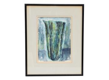Signed Milton '56 Mid-Century Abstract Watercolor Painting