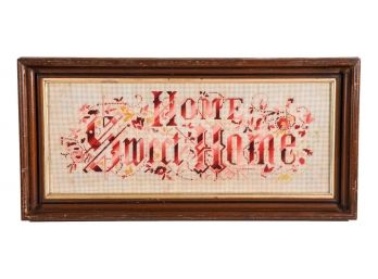 Antique Framed Needlepoint 'Home Sweet Home'