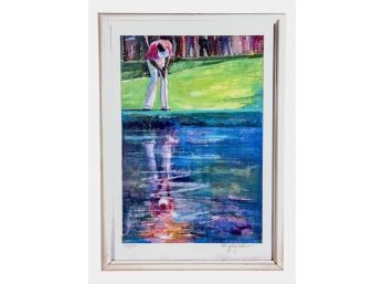 Signed Walt Spitzmiller (American, Born 1944) Numbered Lithograph Of Arnold Palmer Golfing