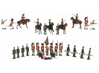 Collection Of Vintage Metal British Military Horses And Soldiers