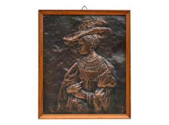Signed Anna Stefanowicz 1970 Vintage Copper Metalwork Adaptation Of An Oil Painting By Rembrandt