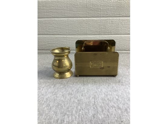 Made In England Metal Letter Holder And Pen Cup