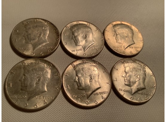 1964 Half Dollar Lot Of 6