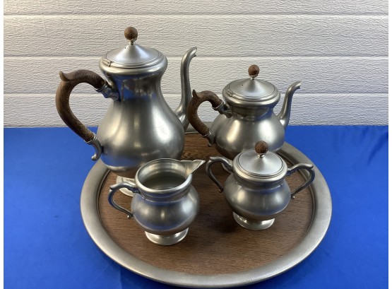 Made In Holland Pewter Tea Set With Serving Tray