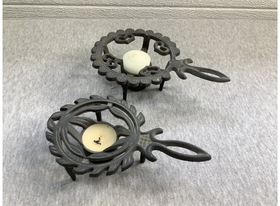 Cast Iron Handled Candle Holders