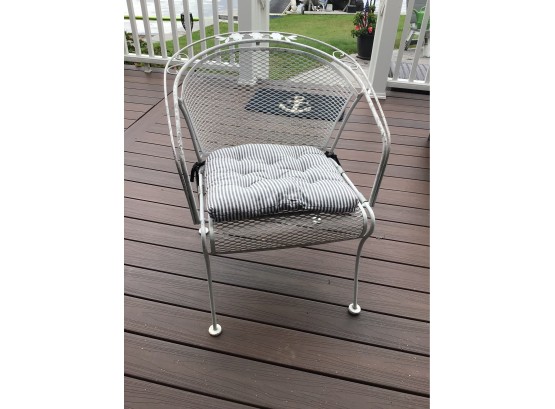 Metal Patio Chair With Striped Cushion